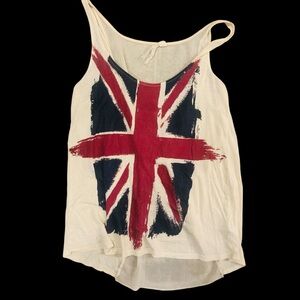 Union Jack Graphic Tank Top - Grunge paint strokes y2K - Size med